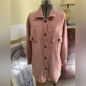 Long Sleeve Velour Oversized Button Down Sweater Size Large